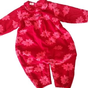 La Petite Oursa de Minimon Jumpsuit Red Floral Baby Girls Large (6-9m)